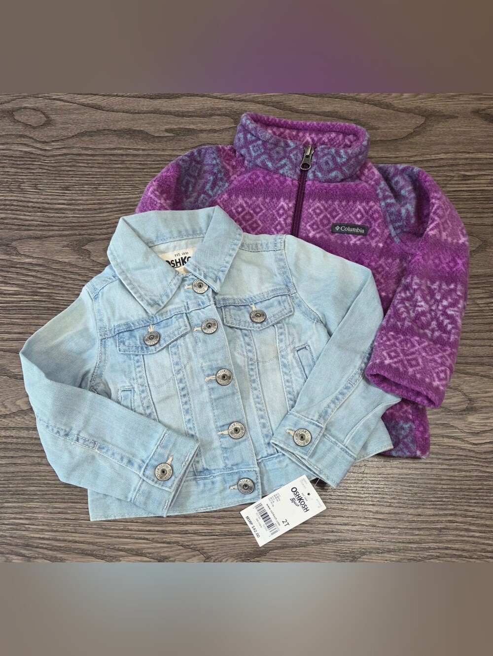 2T BUNDLE - OshKosh B'gosh Light Blue Denim Jacket for Kids & Columbia BENTON